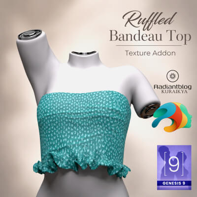 Ruffled Bandeau Top for Genesis 9 Texture Add-On