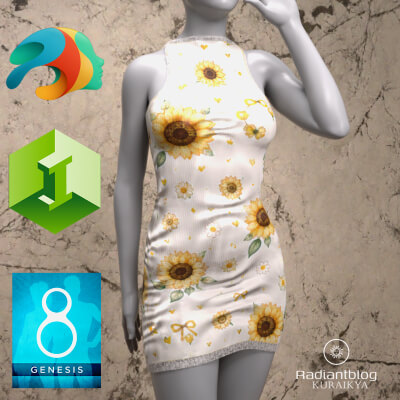 Sunflower Dress Addon for Genesis 8 Female