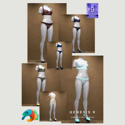 Underwear Set Highheels for Genesis 9