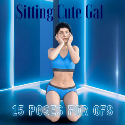 Sitting Cute Girl Poses for Genesis 8 Female