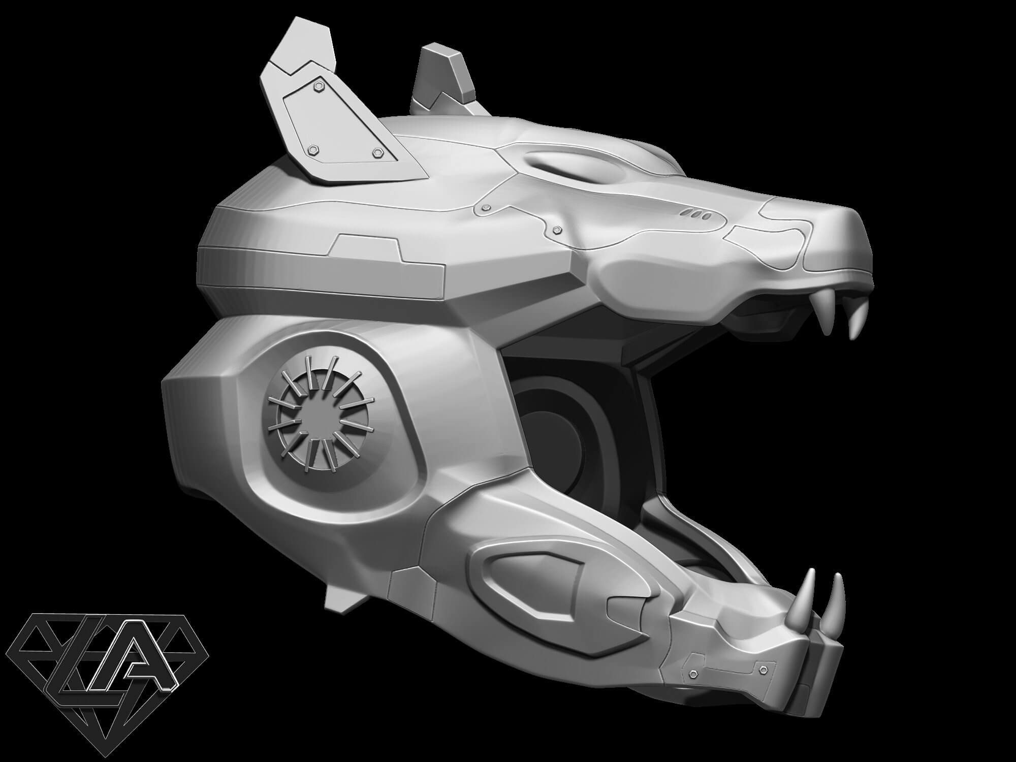 Scifi Wolf Helmet 3D Print Model by LAfactorystore