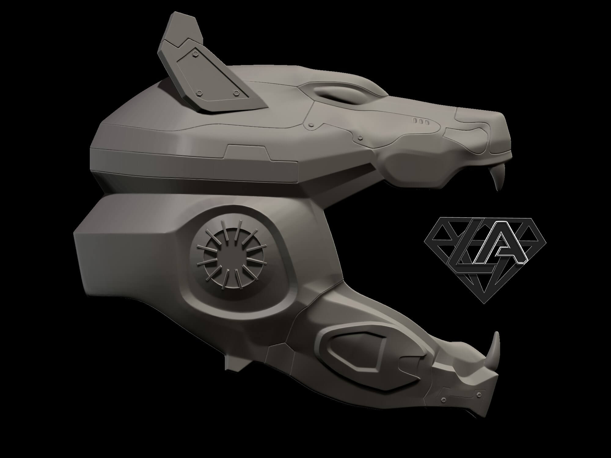 Scifi Wolf Helmet 3D Print Model by LAfactorystore