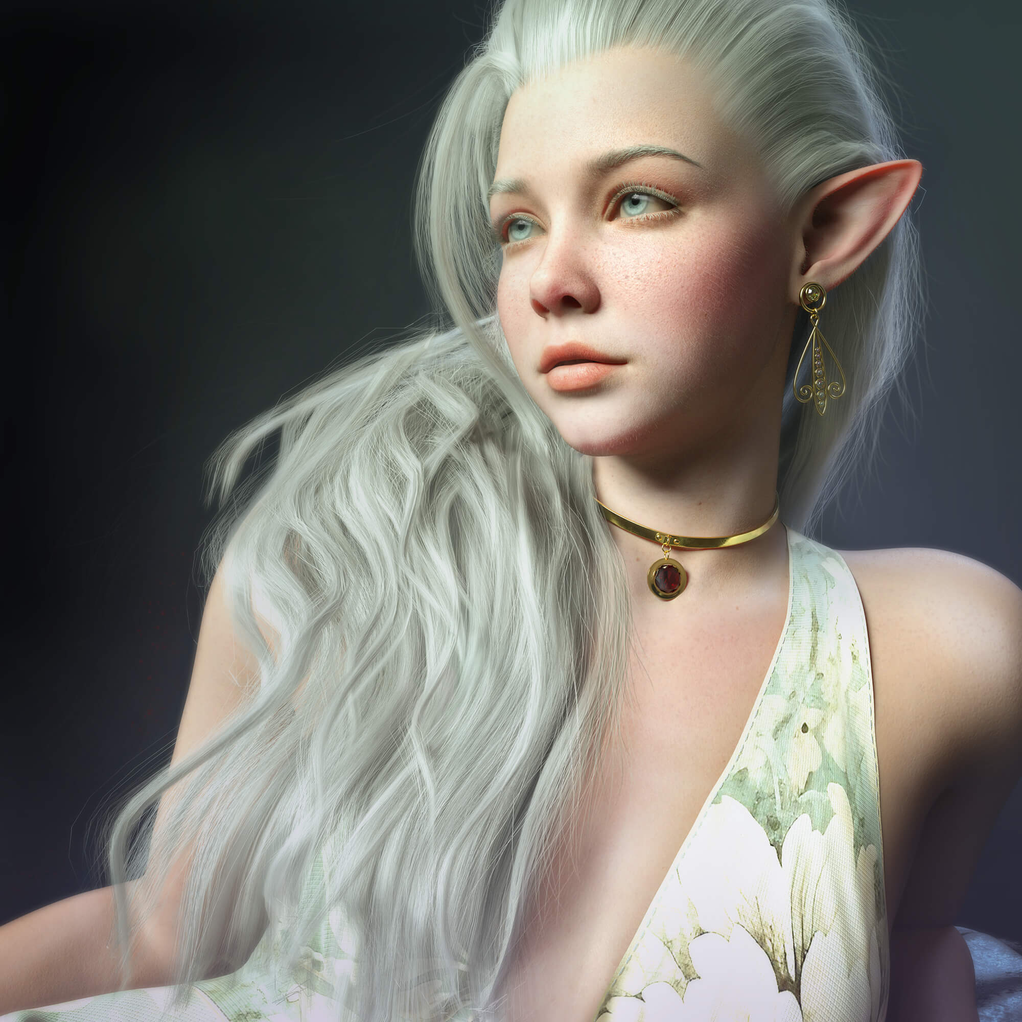 Portrait of an Elf 3D Render, Digital Art by LambdaX
