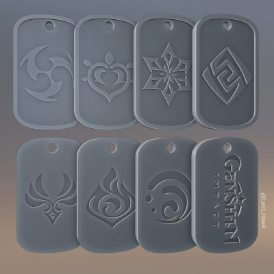 Genshin Impact Elements Logos Dogtags Pack
