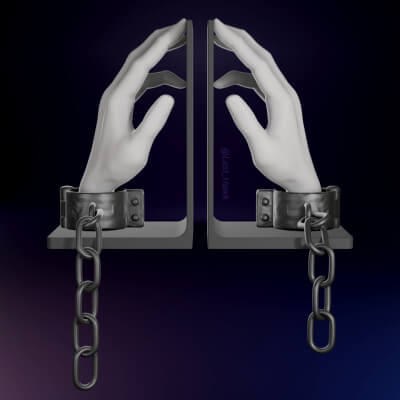 Hand in Shackles Bookend Book Holder Stand