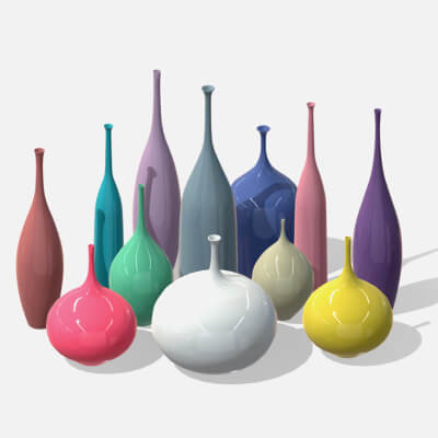 12 Porcelain Vessels Pack - Low Poly Flower Pots