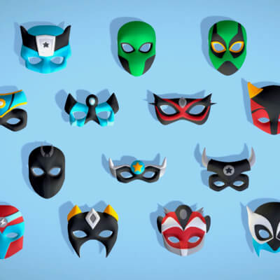 16 Kids Superhero Mask Pack - Cartoon - Stylized Masks Set