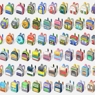 168 Stylized Backpack Pack &ndash Cartoon Low Poly Urban