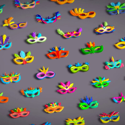 65 Carnival Feather Mask Mega Pack - Kids Party Masks Pack