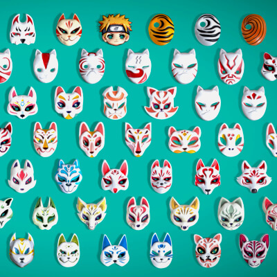 66 Naruto Masks Pack - Anbu Uchiha Tobi Obito - Stylized Set by Laxminarayan Artistry