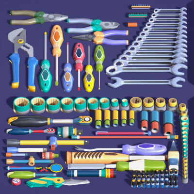 Industrial Toolkit Pack 117 Toon Style Tools Mechanical Kit by Laxminarayan Artistry