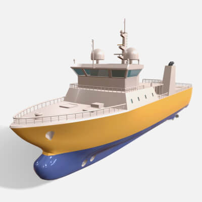 Low Poly Marine Supply Vessel Ship Model 1