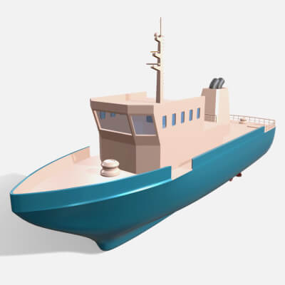 Low Poly Marine Supply Vessel Ship Model 3