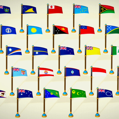 Oceania Countries Flags Pack Toon Style Australian Region by Laxminarayan Artistry