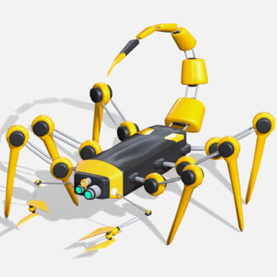 Robotic Scorpion Mechanical Low Poly Cartoon Bot Stylized