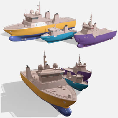 Ships Pack 3 in 1 - Low Poly Marine Supply - Ships Pack by Laxminarayan Artistry