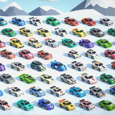 Tiny Sports Car Pack 66 Lowpoly Cute Toon Mini Racing Cars by Laxminarayan Artistry