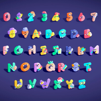 Toon Alphabets and Numbers - Low Poly Cartoon Pack 1 - Kids