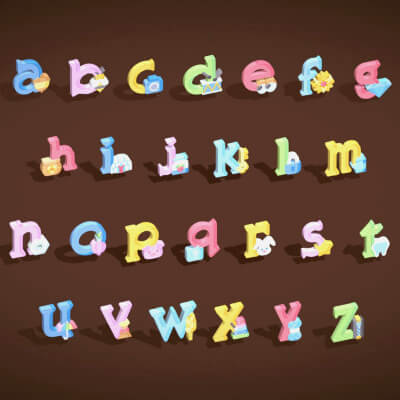 Toon Alphabets - Low Poly Cartoon Pack 5 - Kids Learning 3d by Laxminarayan Artistry