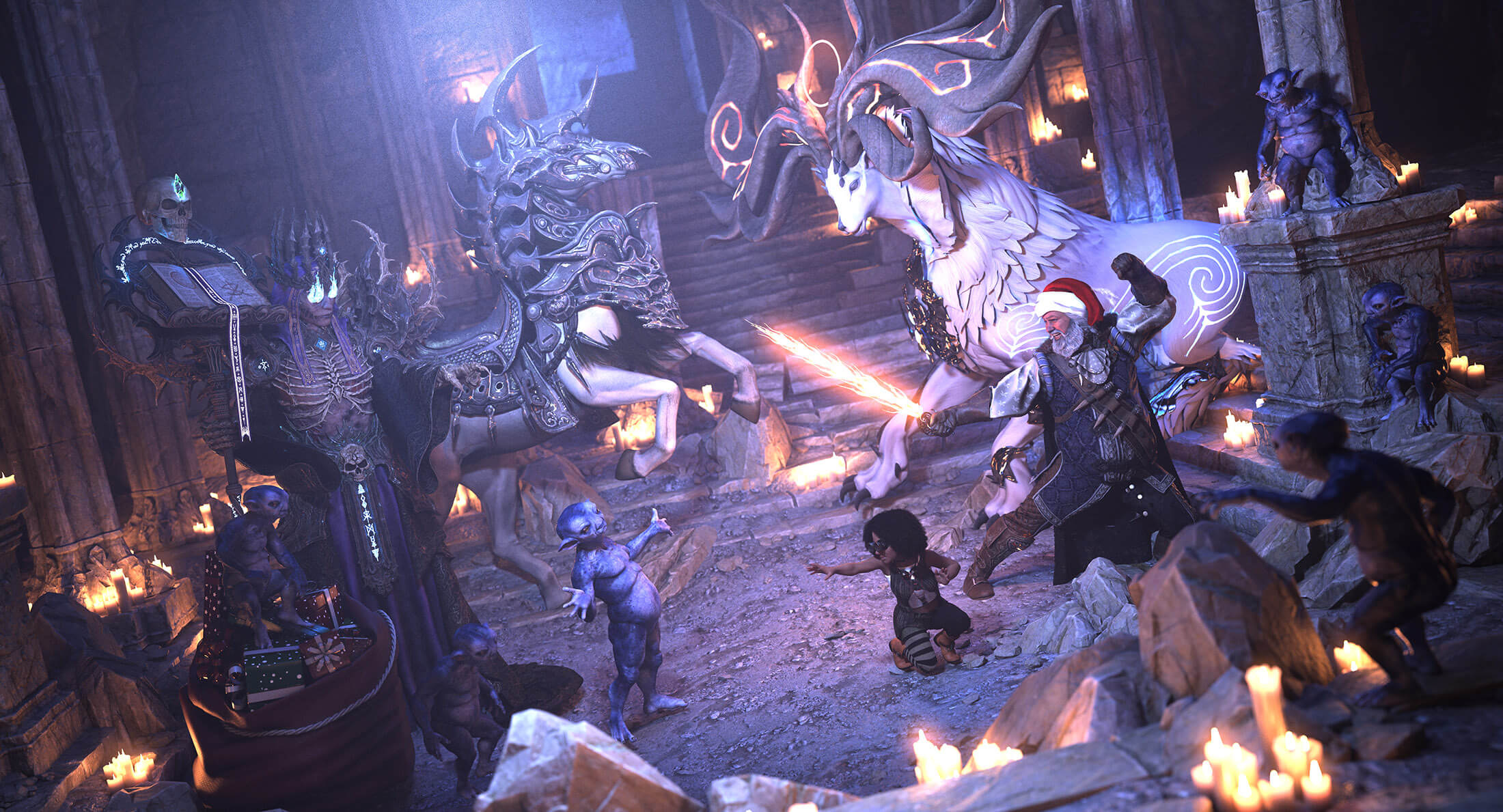 Santa Battle Ropes Santa Battle 2 3D Render, Digital Art by lejm