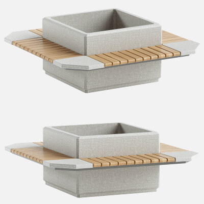 Square Planter Bench 225 - 3D Model by Leo_98