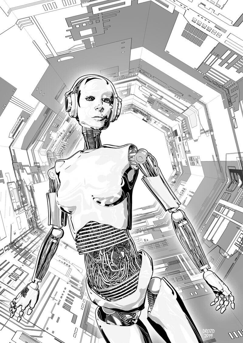 Android 3D Render, Digital Art by line2art