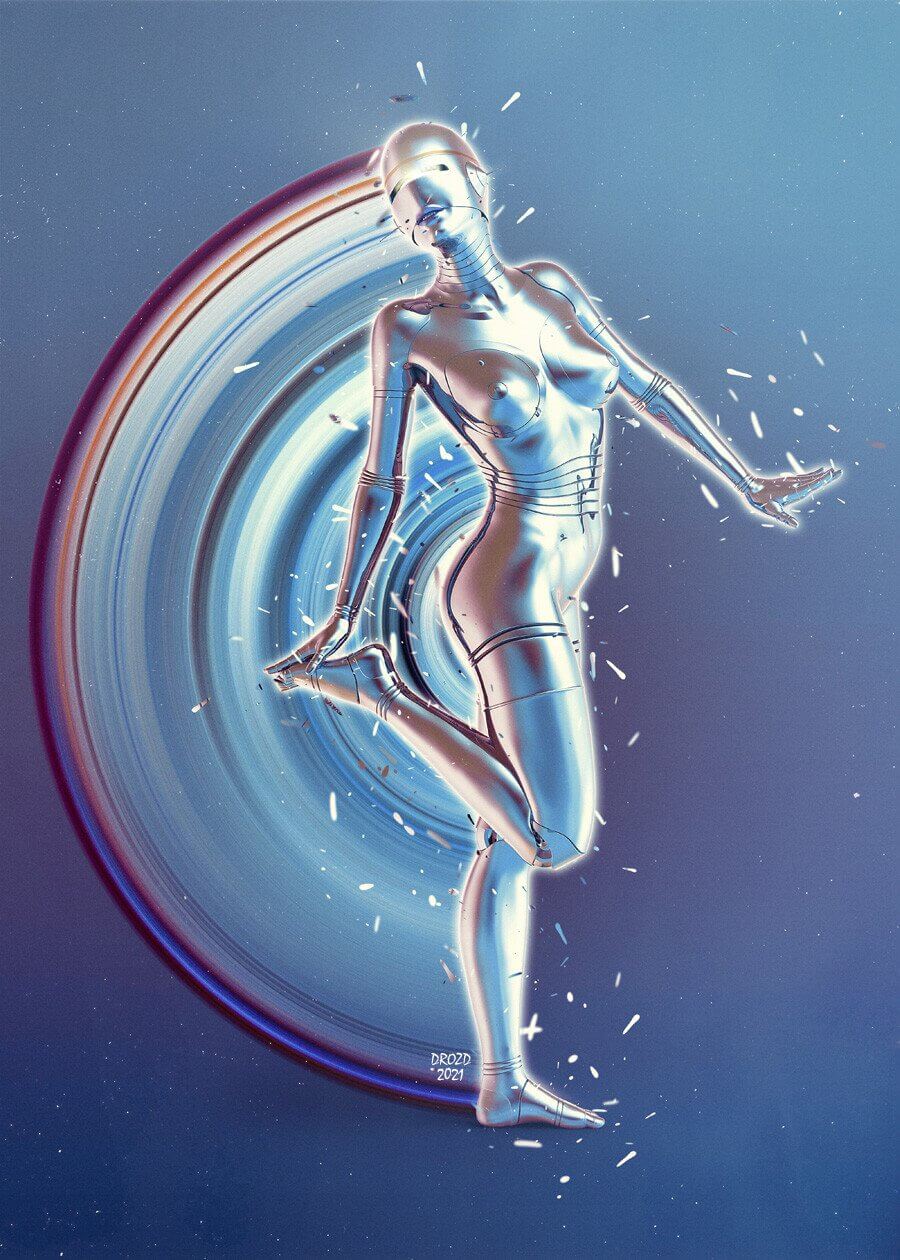 Android 3D Render, Digital Art by line2art