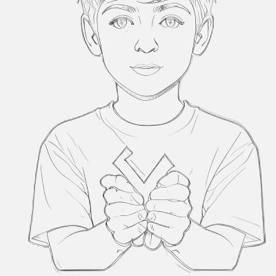 Boy Holding an Object Sketch