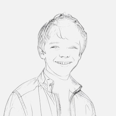 Effortless Sketch of a Boy with a Relaxed Smile