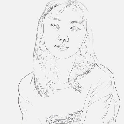 Pencil Sketch of a Beautiful Girl Emphasizing Soft Features