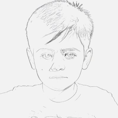 Serious Young Boy Portrait Sketch