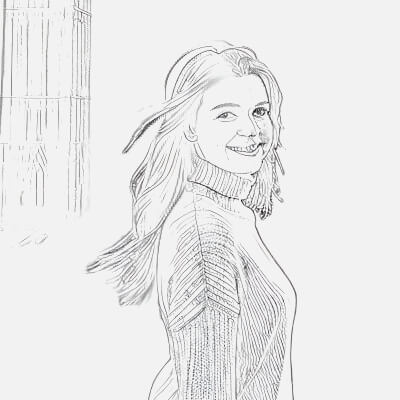 Simple Graceful Sketch of a Girl with a Calm Expression