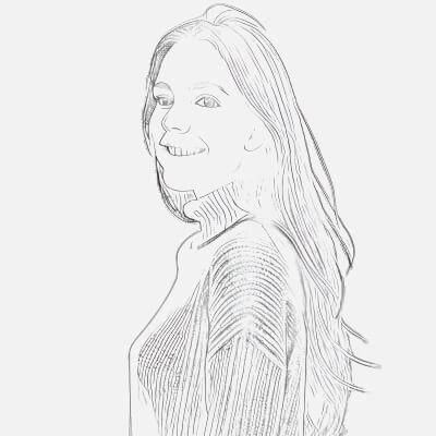 Simple Sketch of a Girl with a Natural Look Peaceful Beauty
