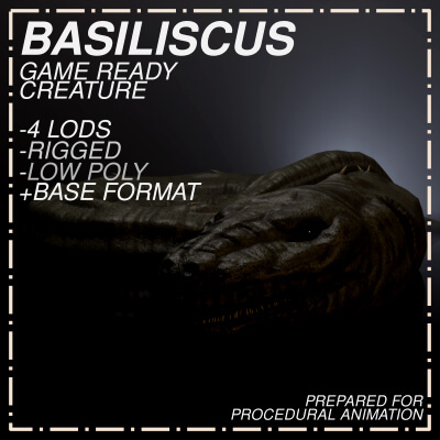 Basiliscus- Snake Lizard - Gameready Creature LODs 4K PBR by Lio3DW