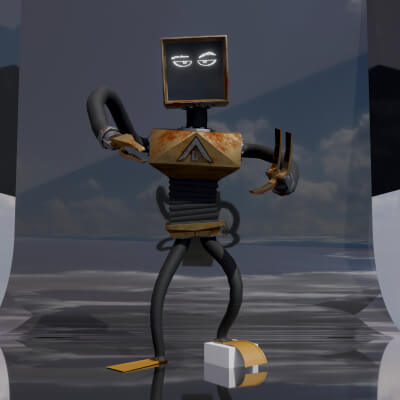 Nautical Robot Rigged - PBR 2K Low-poly 3D model
