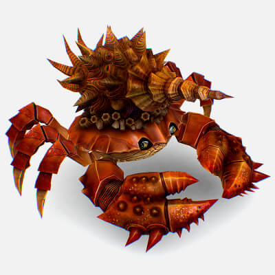 Red Giant Crab Shell Crayfish Arthropod Sea Animal - 3D Model by LiveBook3D