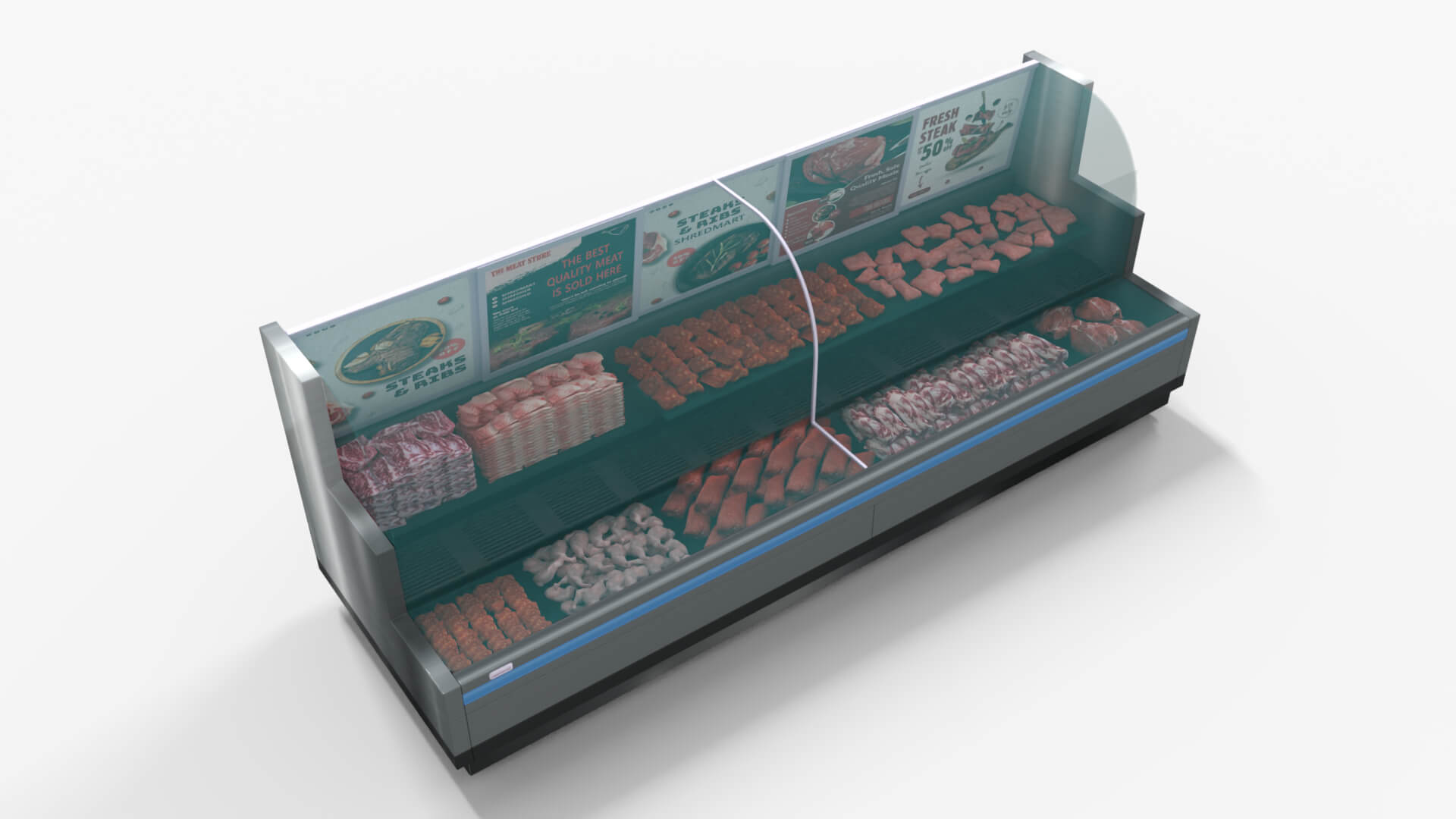 Meat Rack Stl Supermarket Meat Shelve Stand Low Poly 3D Model by Lord_akaal