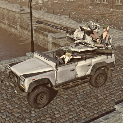 AA 2 Barrels Vehicle for DAZ3D