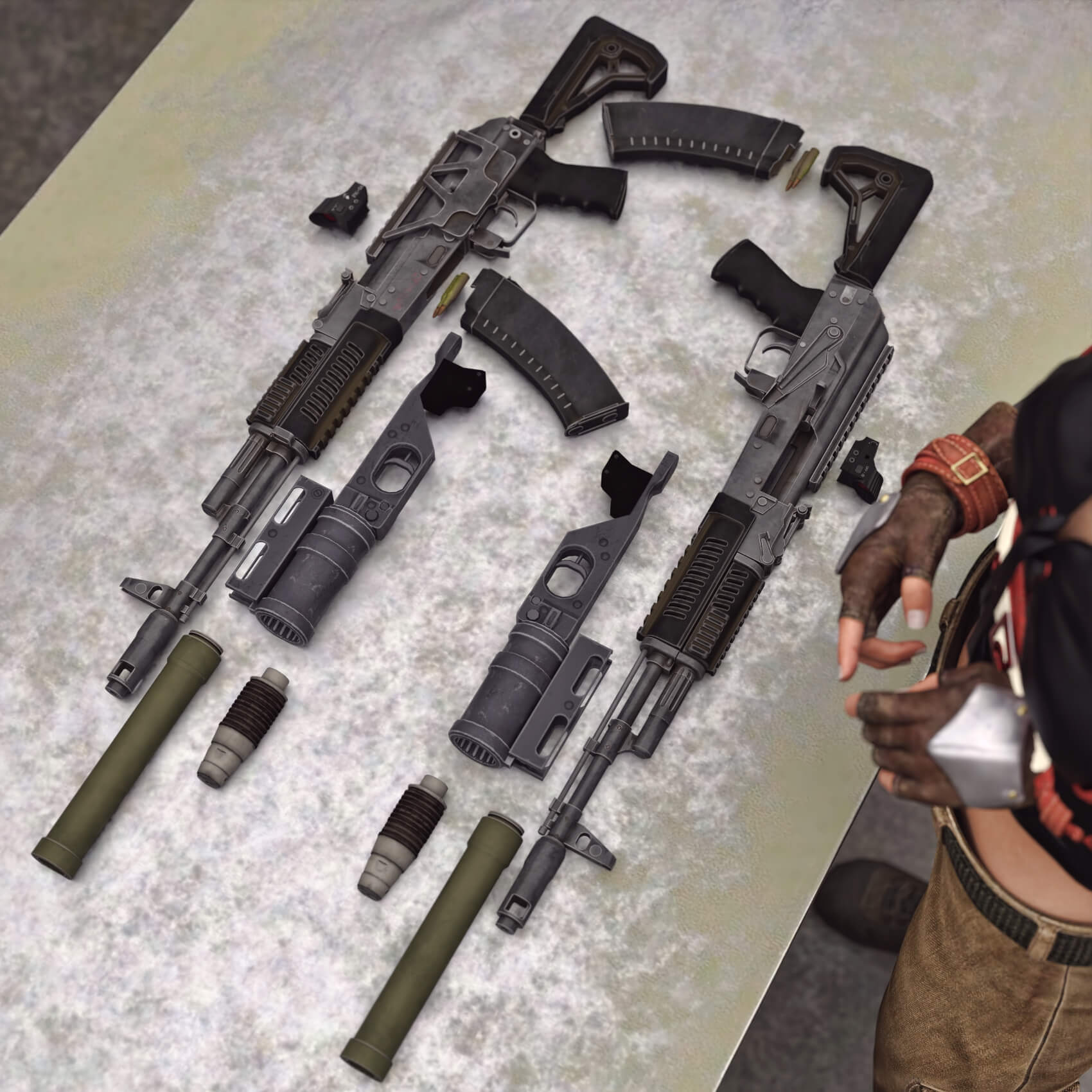 Ak74m Setup Ak74M Rifle With Launcher for G8F - Daz Content by Loriel