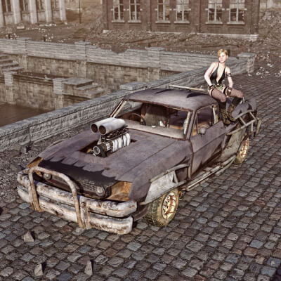 Cavalier Wasteland Car Mm for Daz3D