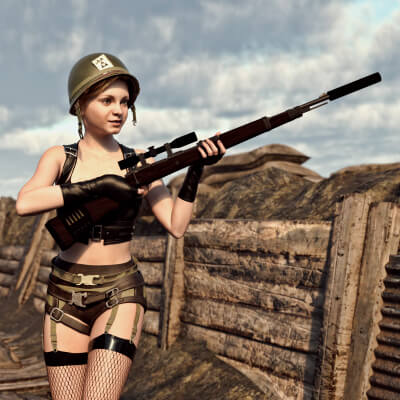 Kar98 Silenced Sniper Rifle for G8F - Daz Content by Loriel