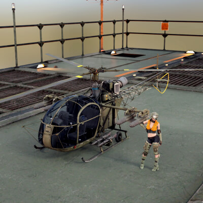 SA 313B Helicopter wt for DAZ3D