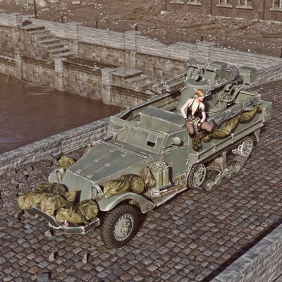 TCM 20 M3 Halftrack Vehicle wt for DAZ3D