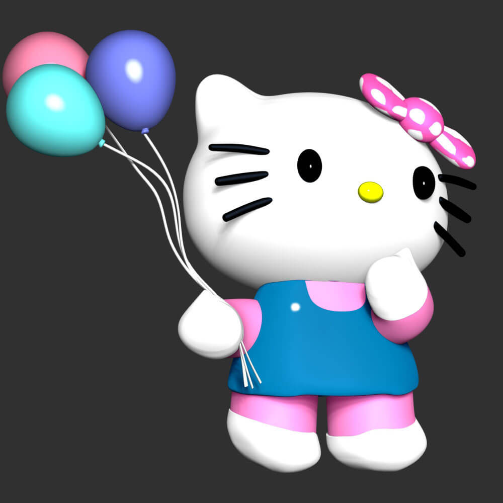Hello Kitty With Ballons - 3D Model by lovemodel