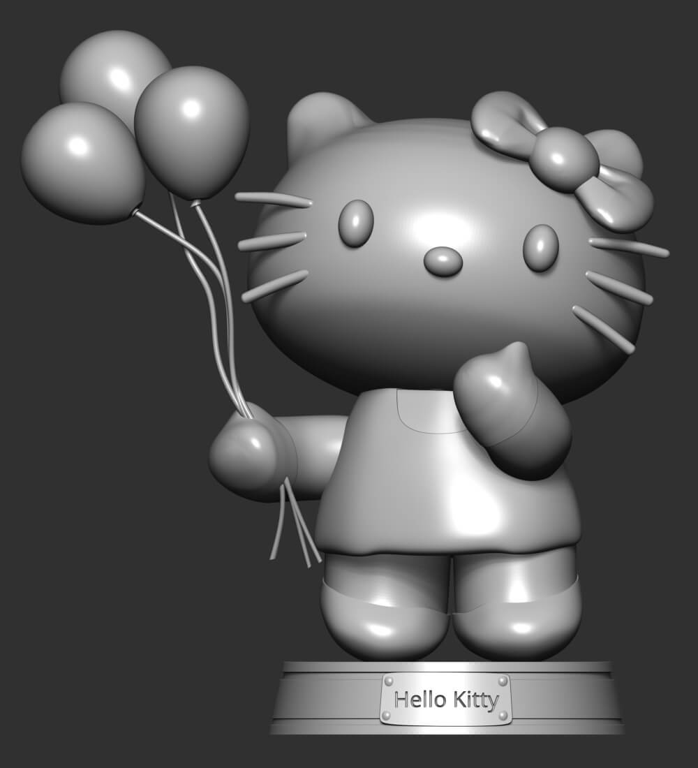 Hello Kitty With Ballons - 3D Print Model by lovemodel