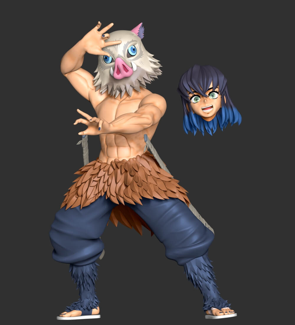Inosuke Hashibira Boar Face Mask - 3D Model by lovemodel