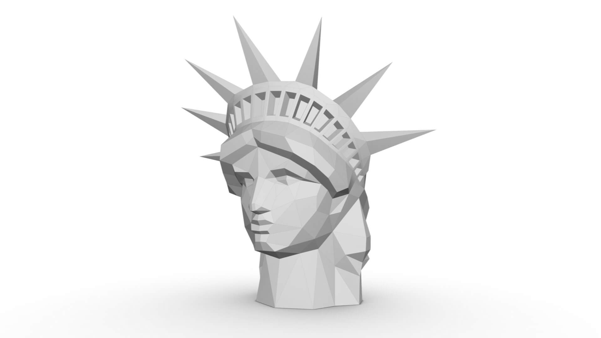 Low Poly Statue of Liberty Head 3D Print Model by lowpoly_print