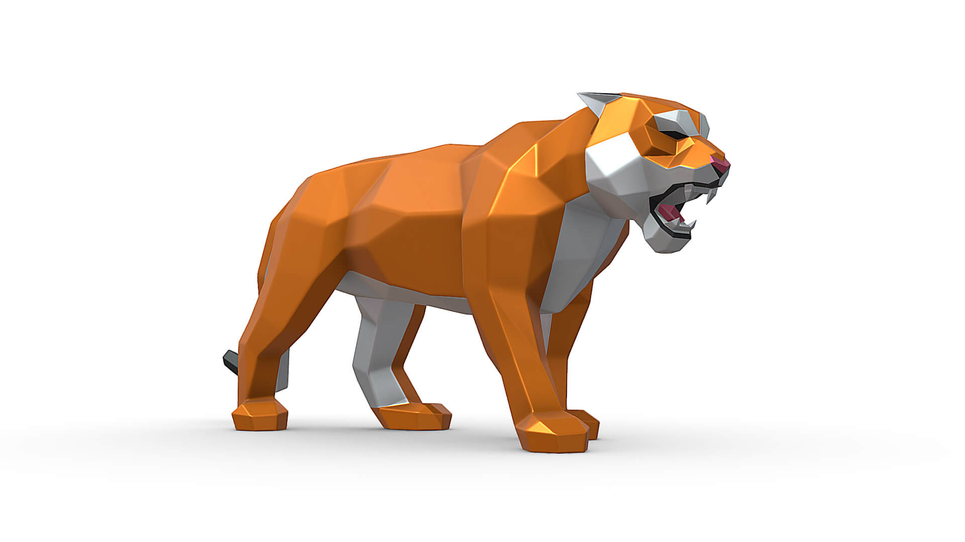 Tiger Low Poly - 3D Print Model by lowpoly_print