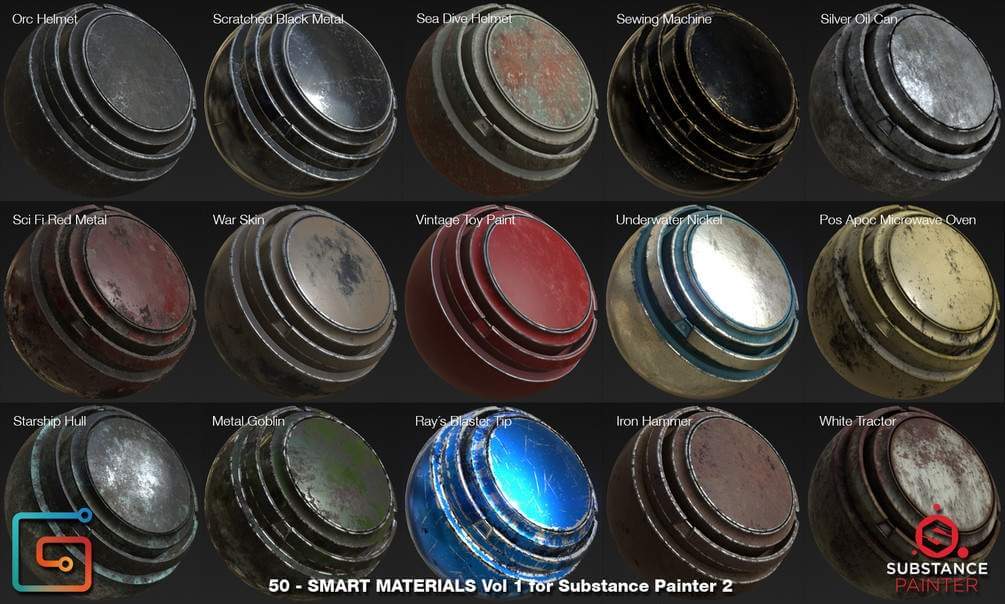 Substance Painter Smart Materials Vol. 1 3D Material or Shader by Ltcdata
