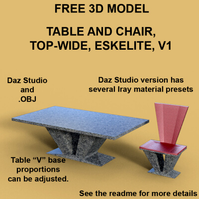 Table and Chairs Dining Top-Wide Eskelite V1